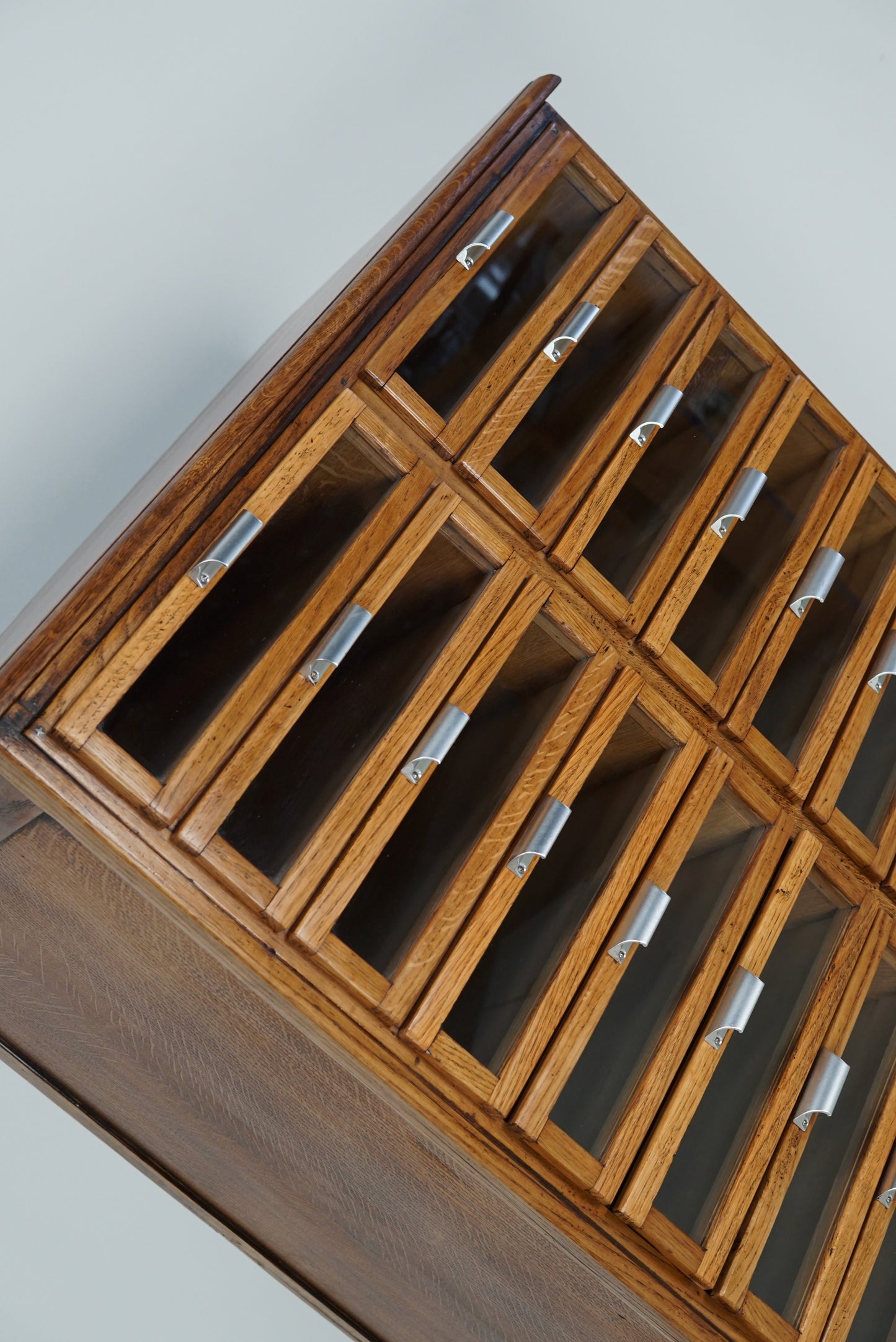 Vintage Dutch Oak Haberdashery Shop Cabinet / Vitrine, 1950s