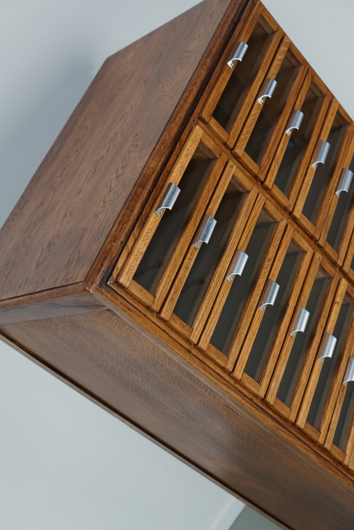 Vintage Dutch Oak Haberdashery Shop Cabinet / Vitrine, 1950s