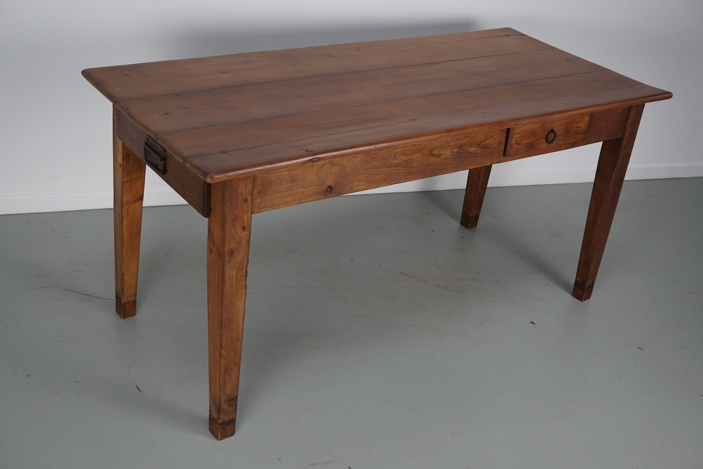 Early 20th Century French Rustic Fruitwood Farmhouse Dining Table