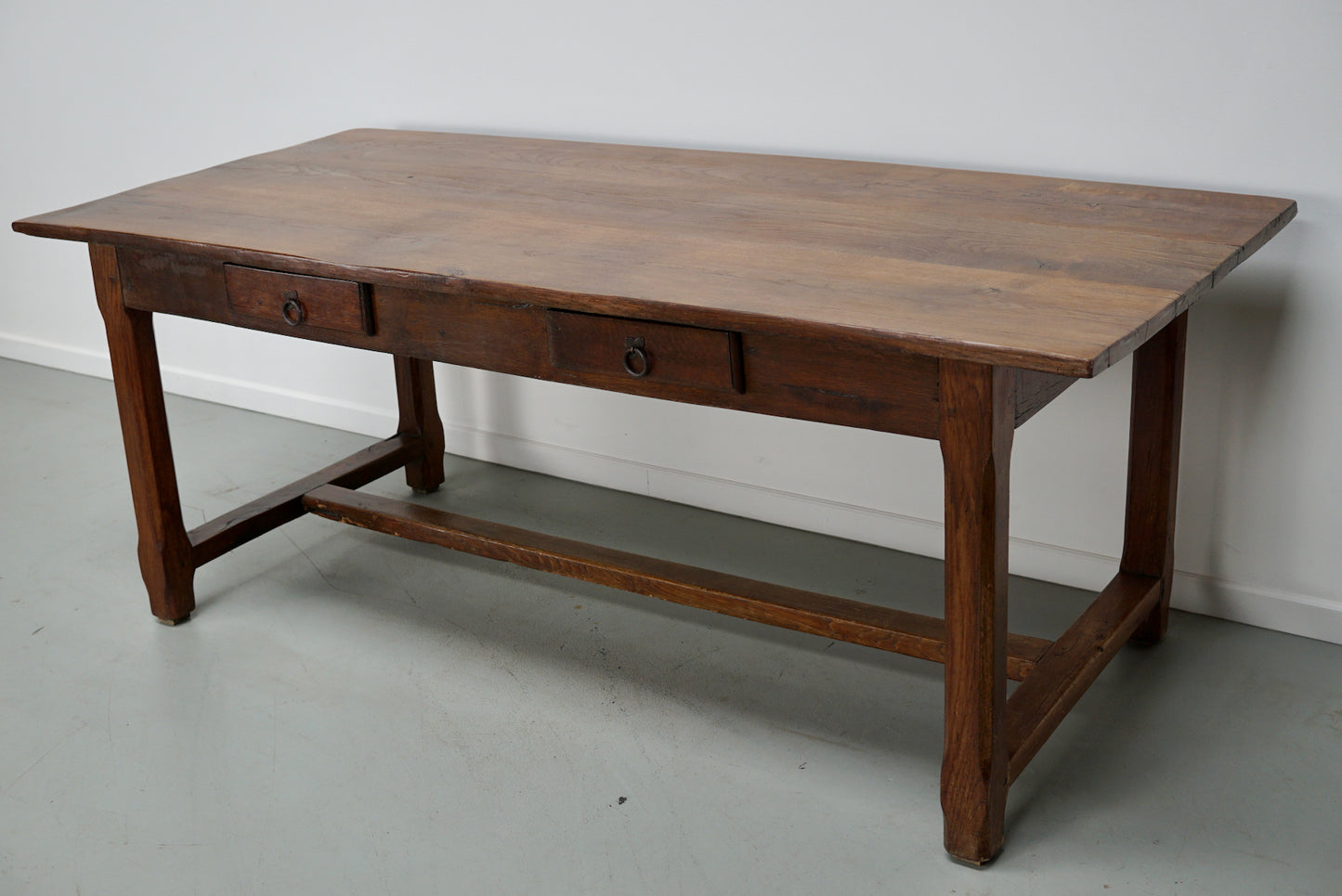 Early 20th Century French Rustic Oak & Elm Farmhouse Dining Table