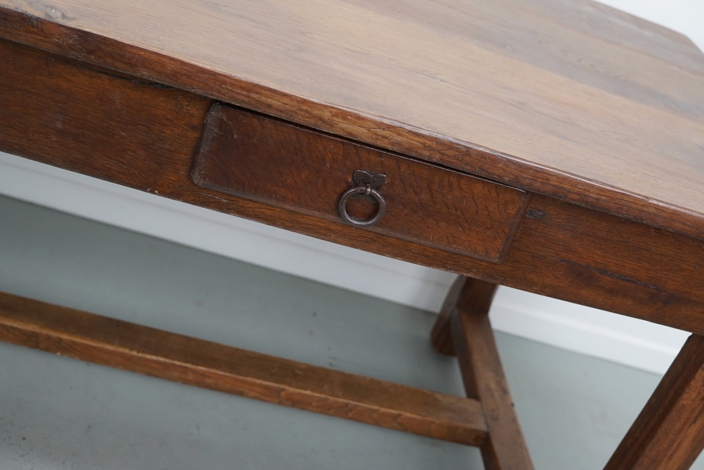 Early 20th Century French Rustic Oak & Elm Farmhouse Dining Table