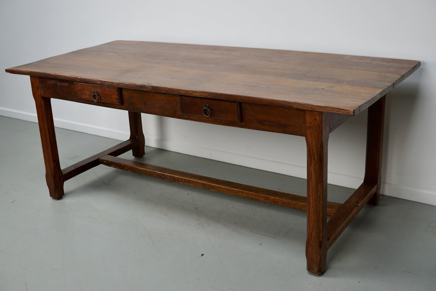 Early 20th Century French Rustic Oak & Elm Farmhouse Dining Table