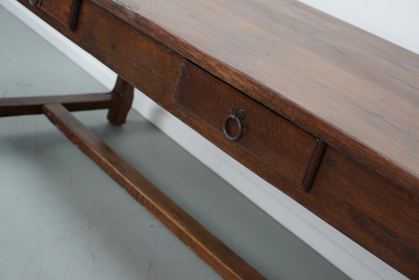 Early 20th Century French Rustic Oak & Elm Farmhouse Dining Table