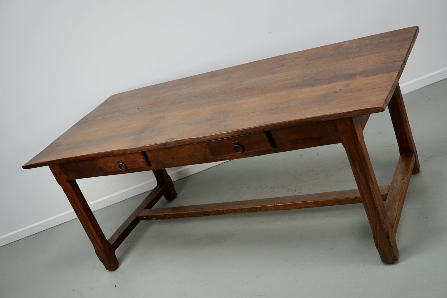 Early 20th Century French Rustic Oak & Elm Farmhouse Dining Table