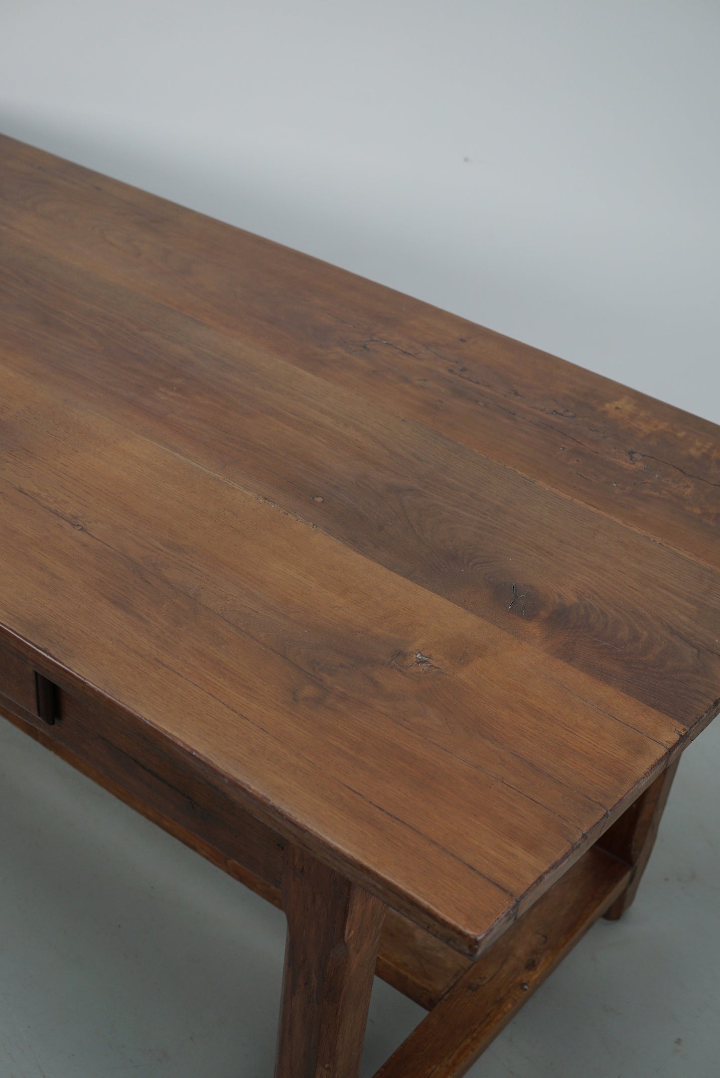 Early 20th Century French Rustic Oak & Elm Farmhouse Dining Table