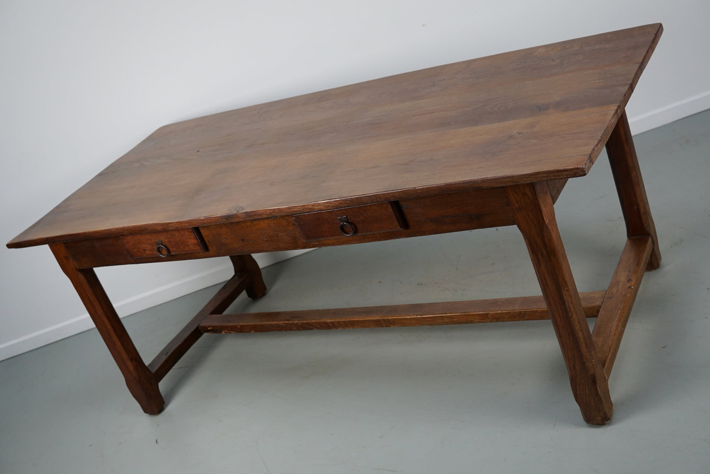 Early 20th Century French Rustic Oak & Elm Farmhouse Dining Table