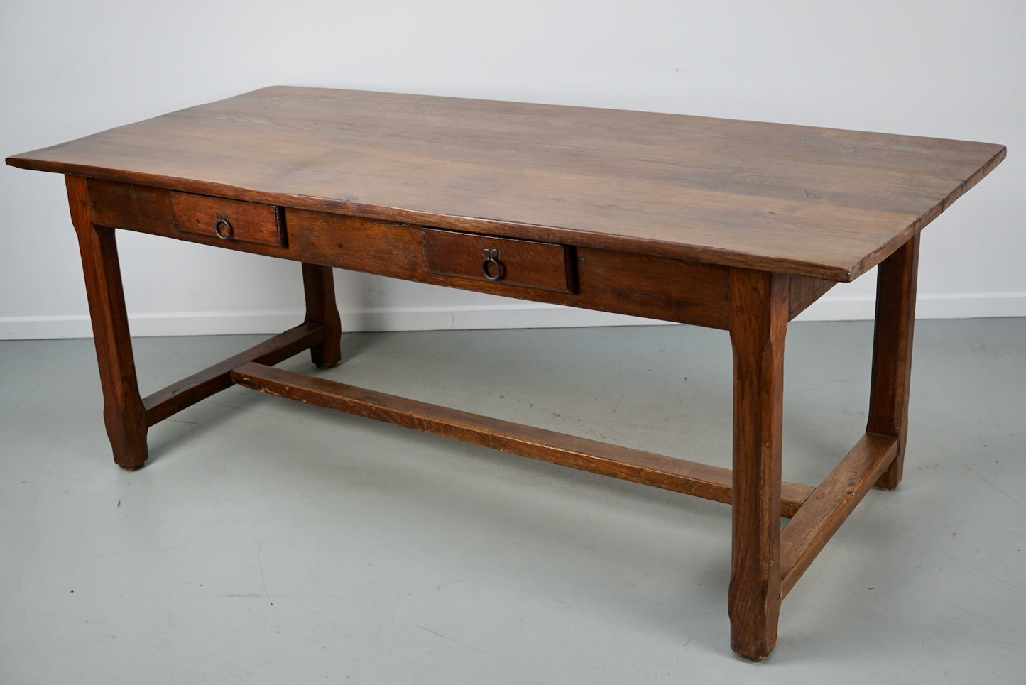 Early 20th Century French Rustic Oak & Elm Farmhouse Dining Table