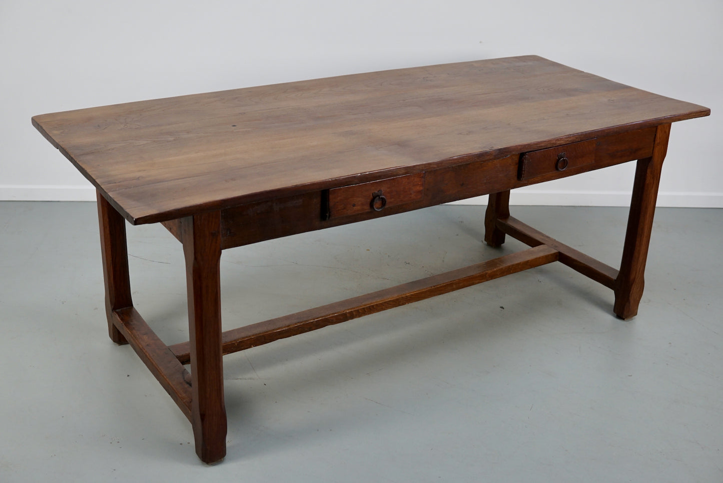 Early 20th Century French Rustic Oak & Elm Farmhouse Dining Table