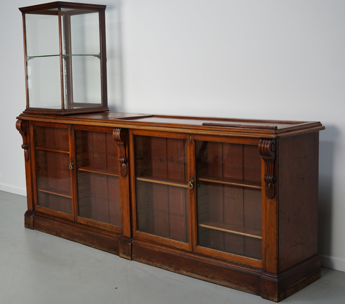 English Victorian 19th Century Apothecary Shop Counter / Vitrine