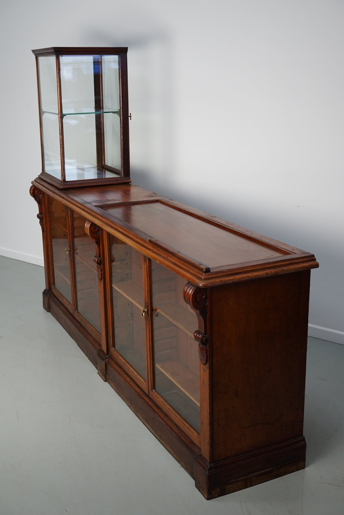 English Victorian 19th Century Apothecary Shop Counter / Vitrine