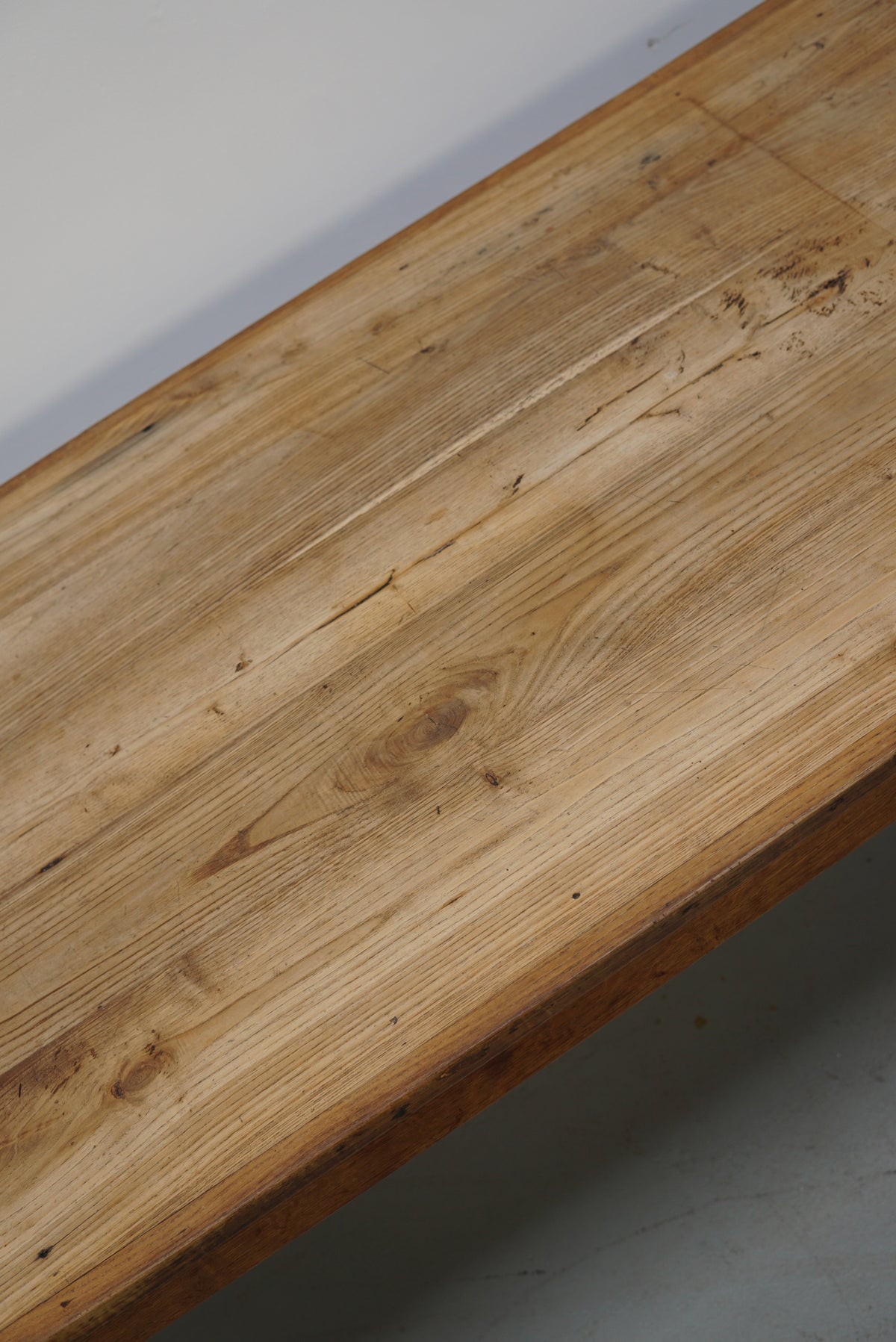 Antique Elm Early 20th Century French Rustic Farmhouse Dining Table