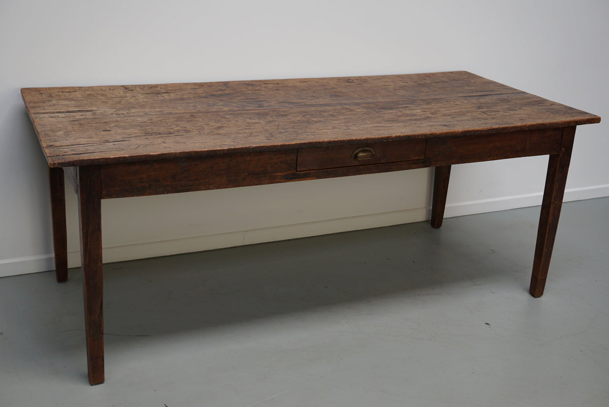 Antique Oak Early 20th Century Dutch Rustic Farmhouse Dining Table