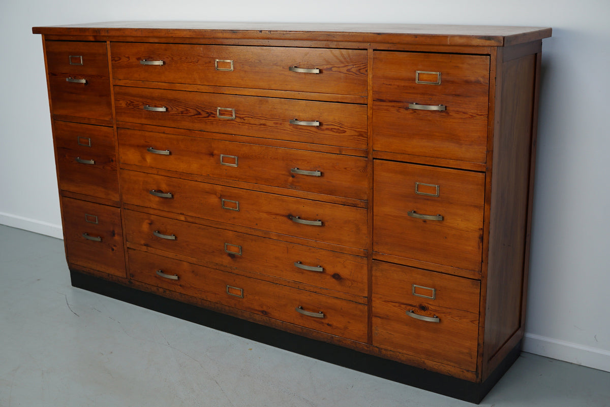 Dutch Pitch Pine Apothecary / Filing Cabinet or Sideboard, 1930s