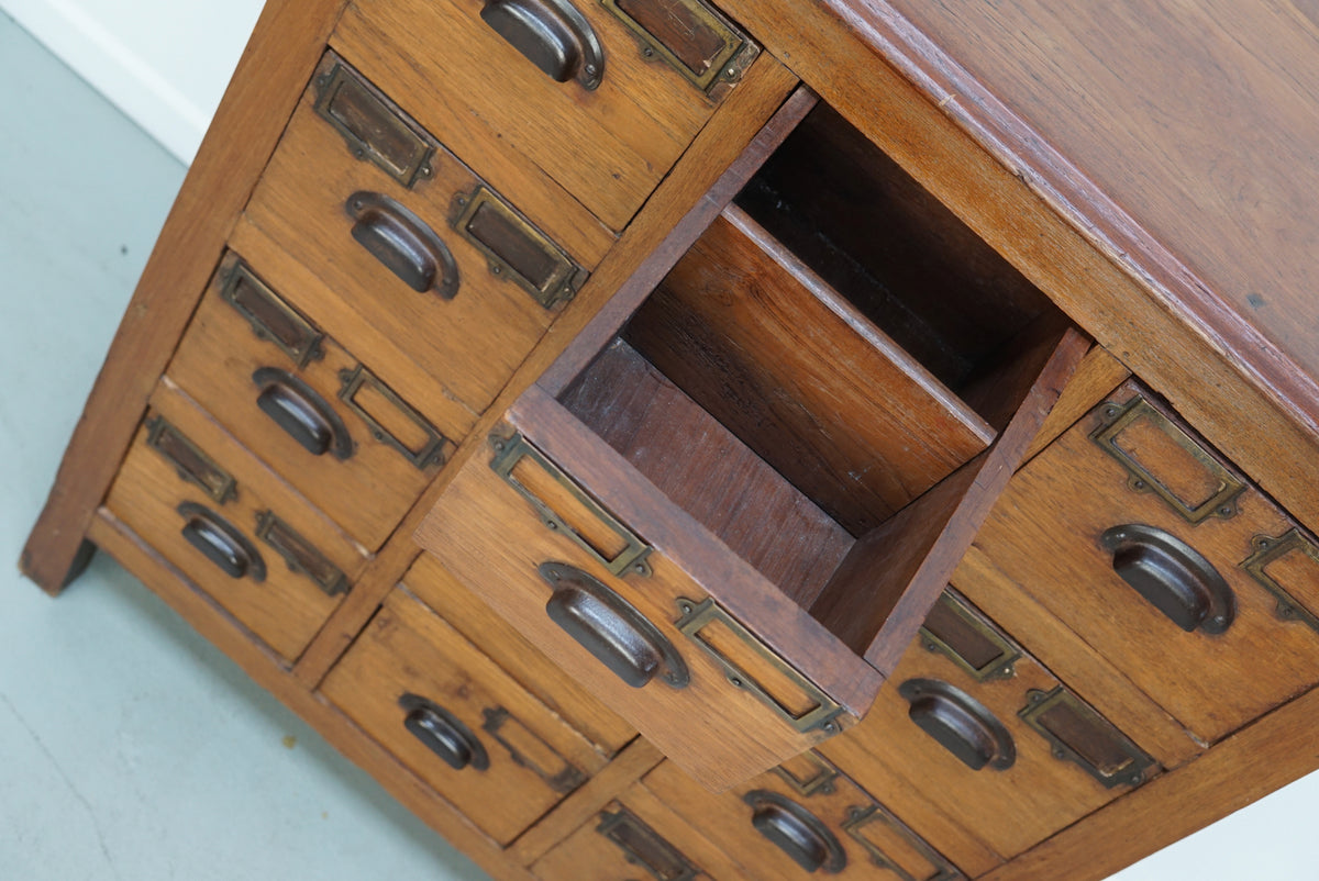 Vintage Asian Teak Apothecary / Filing Cabinet, 1930s