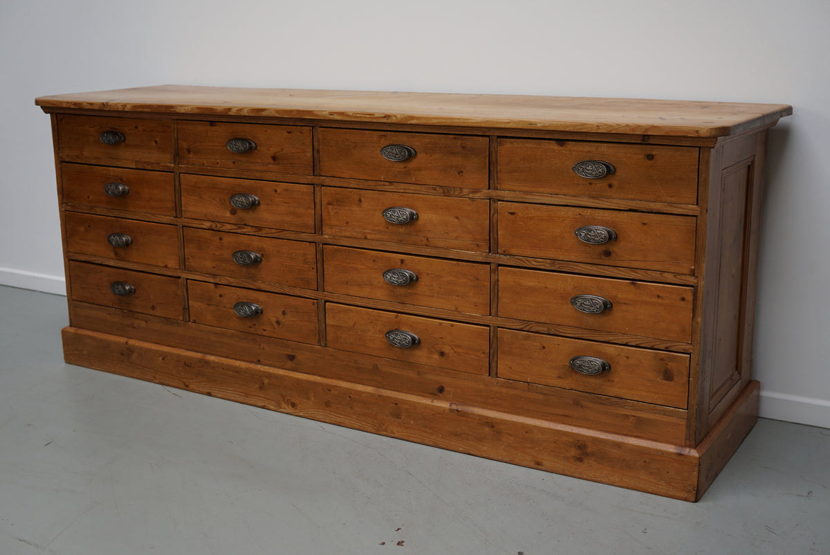 Rustic German Pine Apothecary Cabinet / Shop Counter / Kitchen Island, 1930