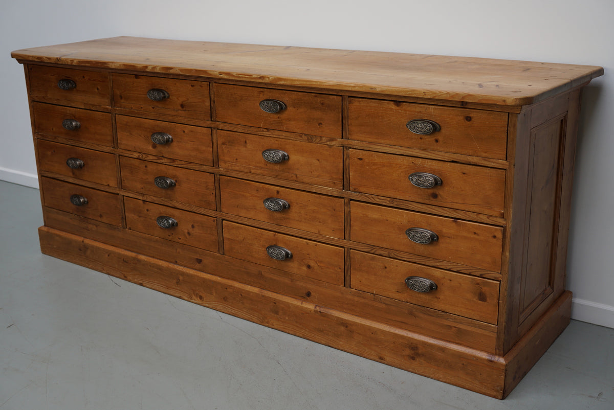 Rustic German Pine Apothecary Cabinet / Shop Counter / Kitchen Island, 1930