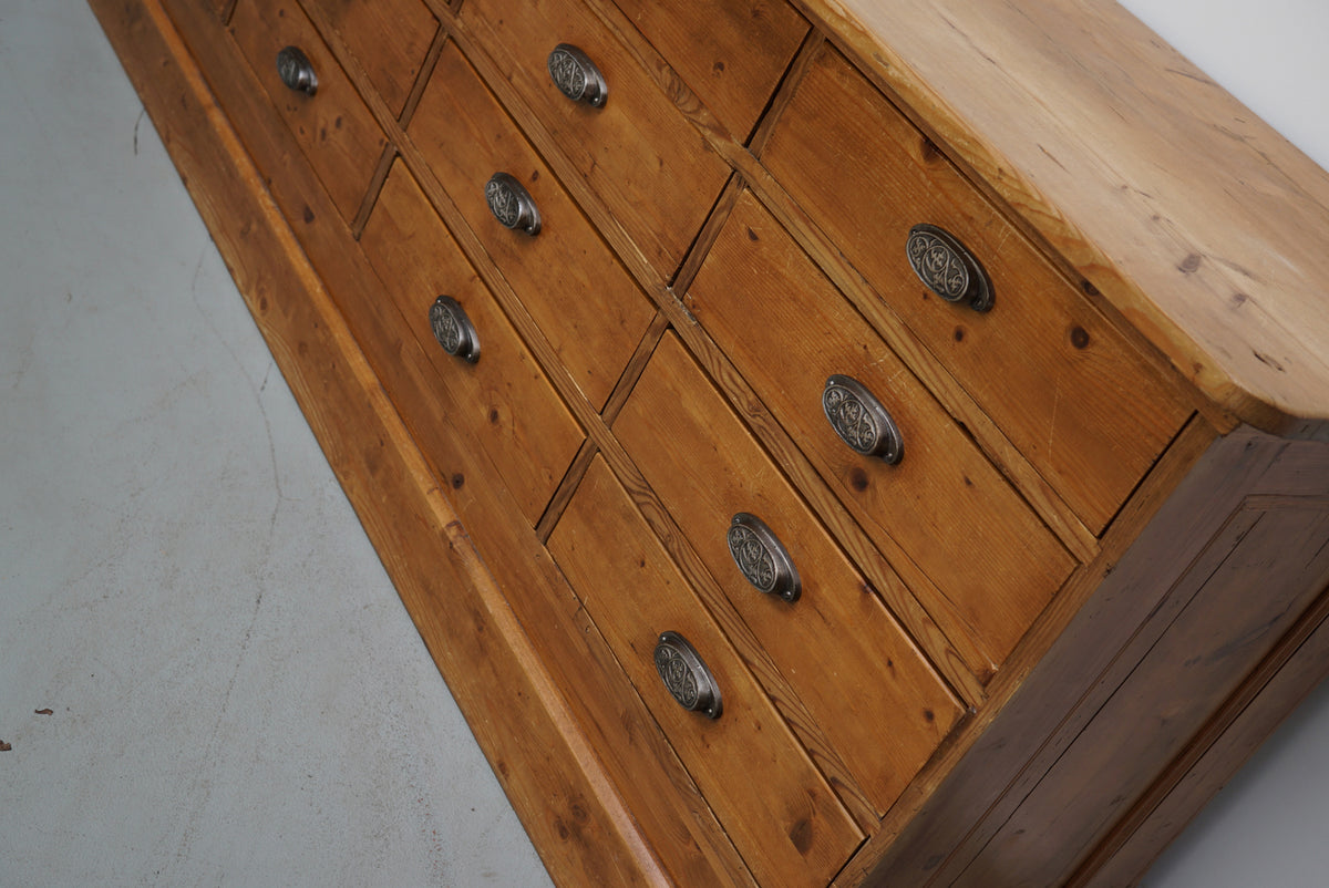 Rustic German Pine Apothecary Cabinet / Shop Counter / Kitchen Island, 1930