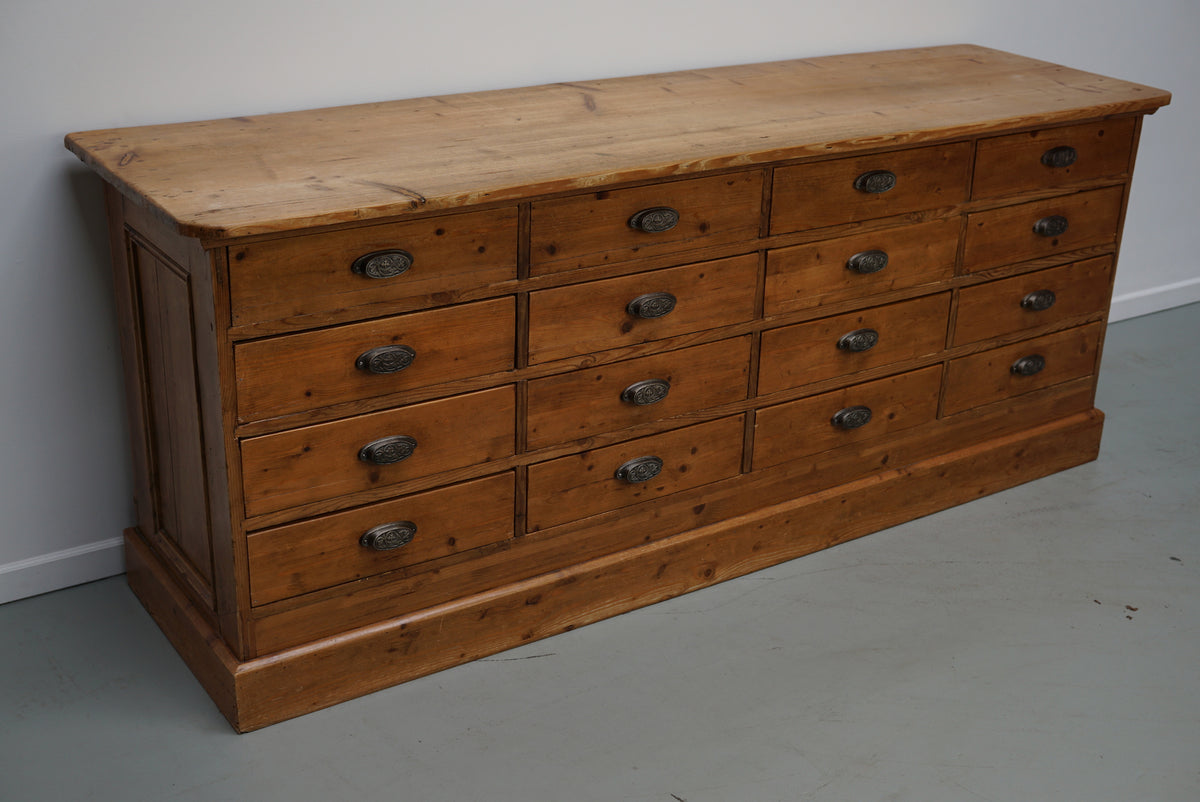 Rustic German Pine Apothecary Cabinet / Shop Counter / Kitchen Island, 1930