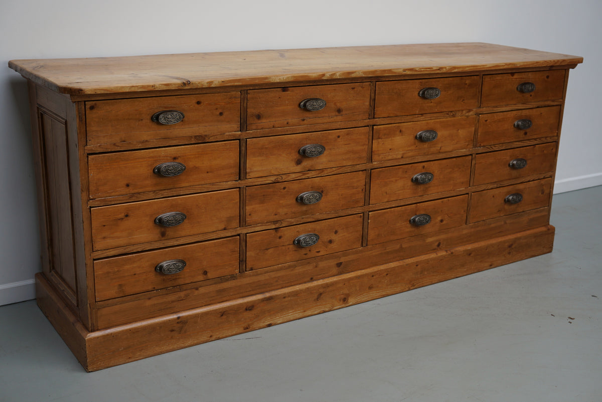 Rustic German Pine Apothecary Cabinet / Shop Counter / Kitchen Island, 1930