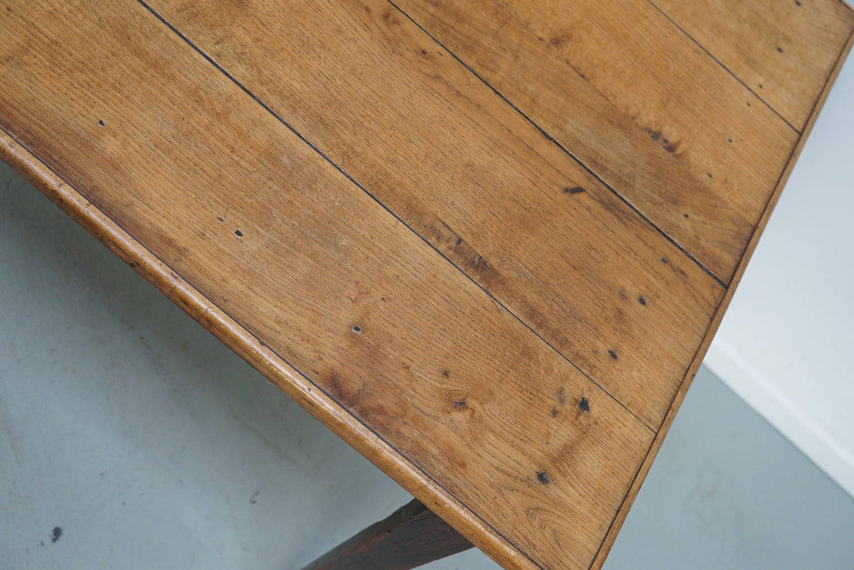 Antique Oak Early 20th Century French Rustic Farmhouse Dining Table