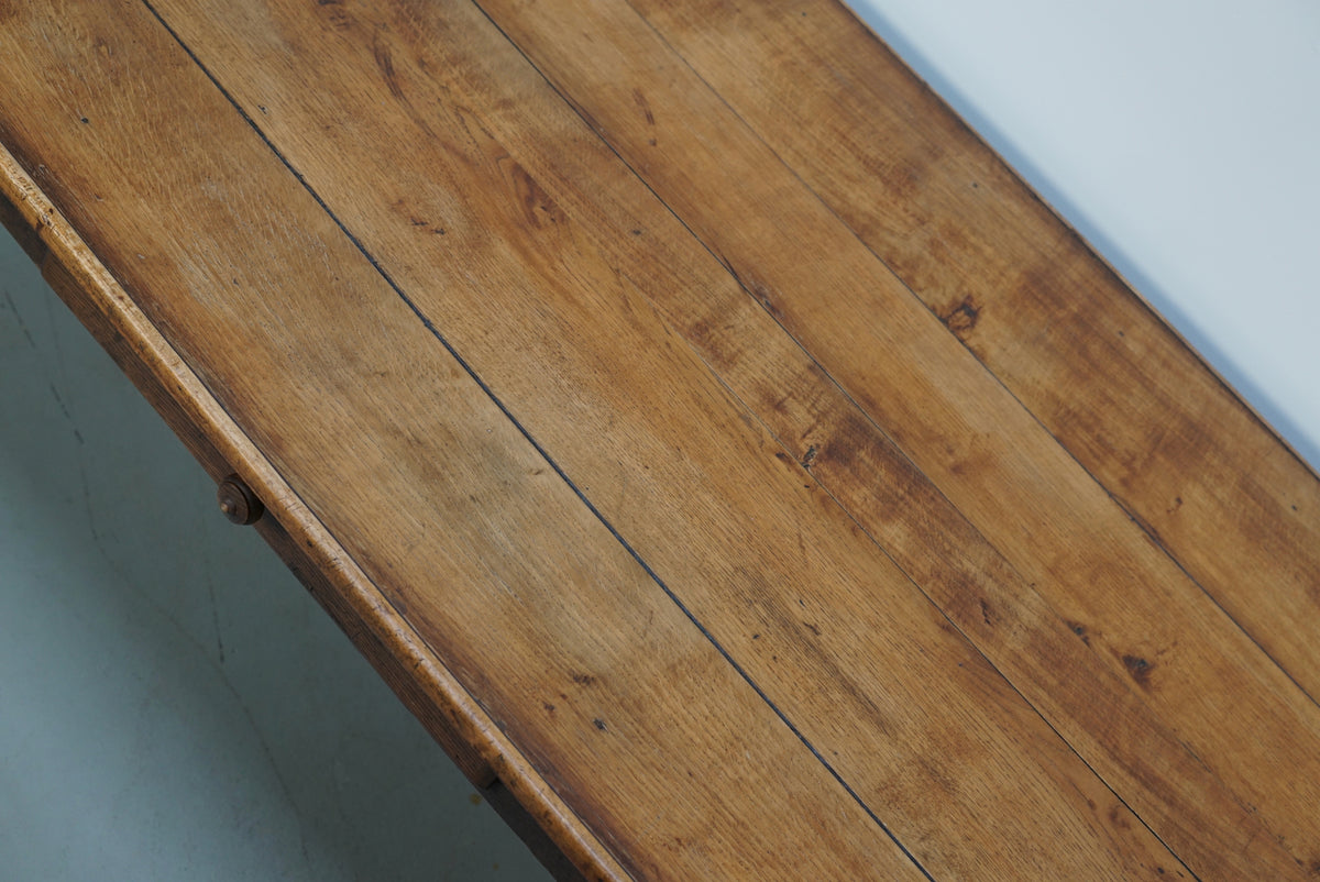 Antique Oak Early 20th Century French Rustic Farmhouse Dining Table