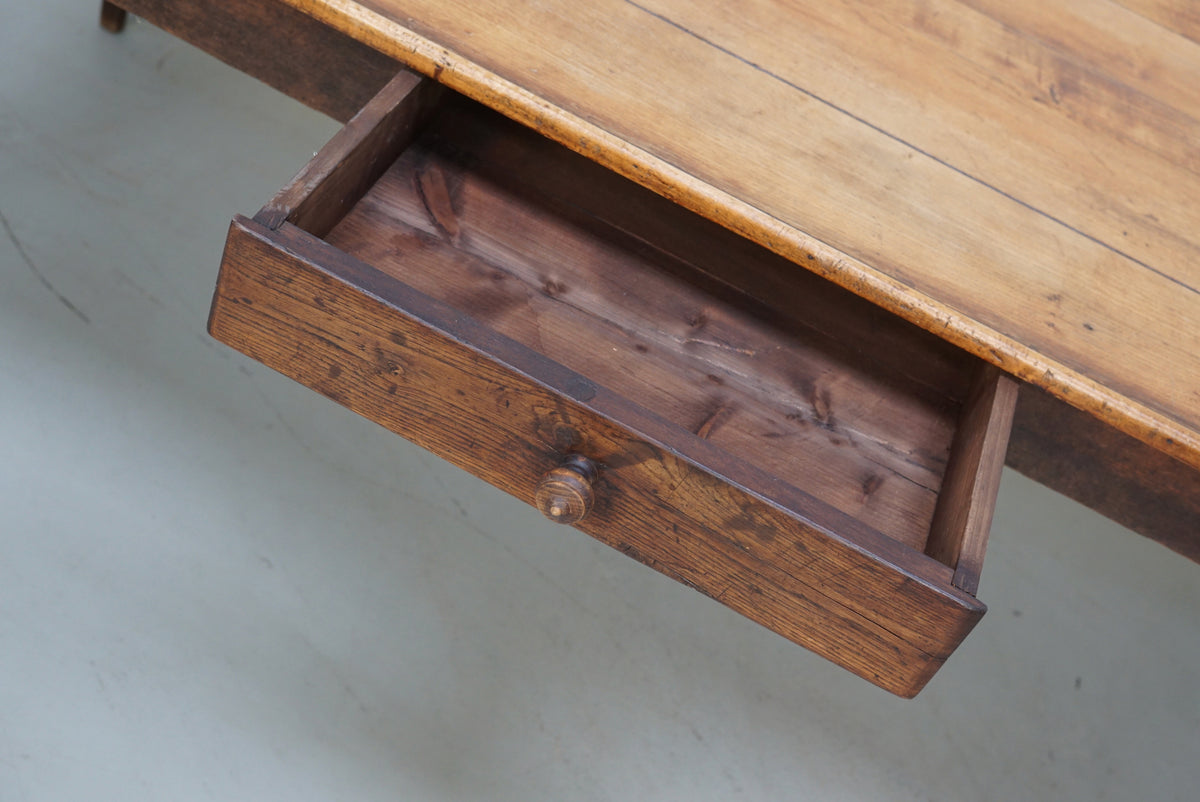 Antique Oak Early 20th Century French Rustic Farmhouse Dining Table