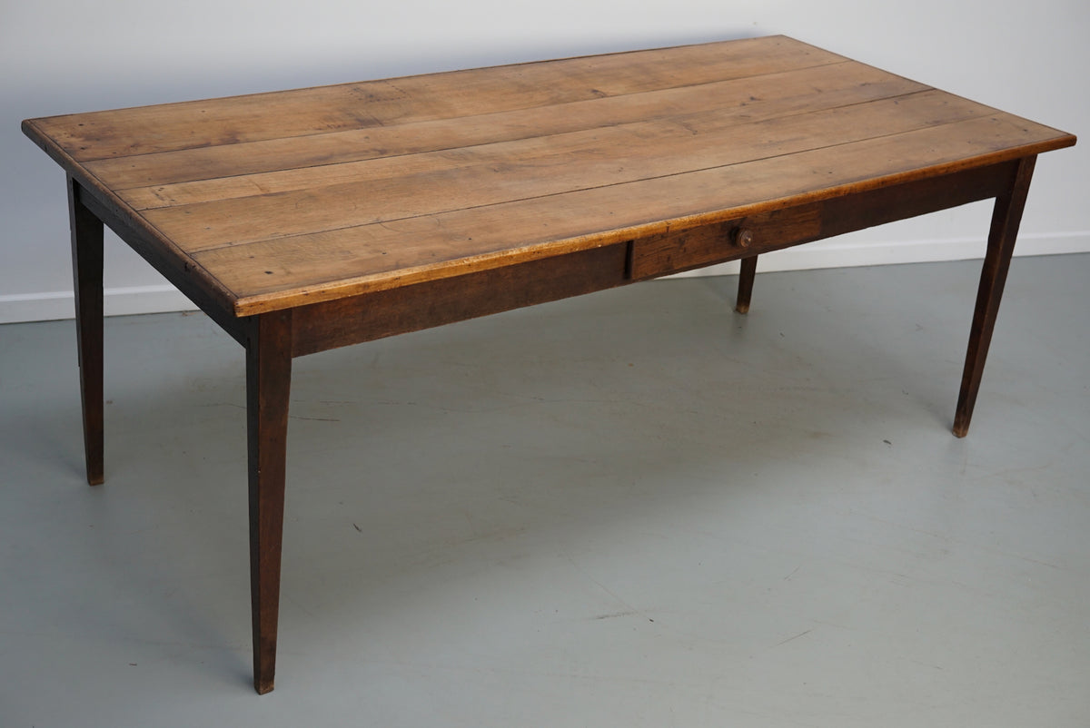 Antique Oak Early 20th Century French Rustic Farmhouse Dining Table