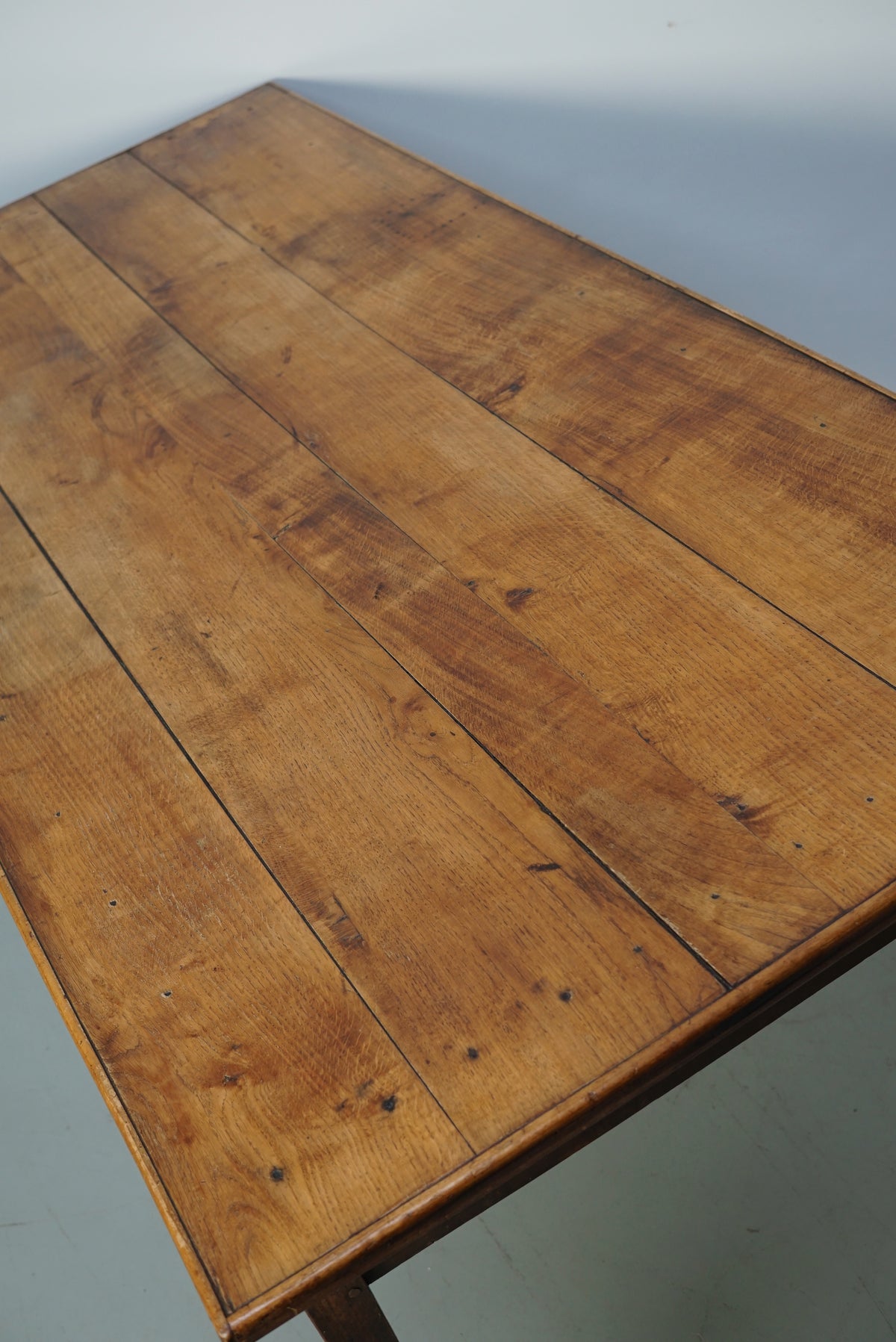 Antique Oak Early 20th Century French Rustic Farmhouse Dining Table