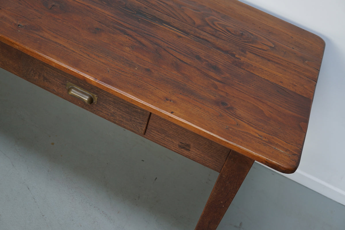 Vintage Pine Mid 20th Century French Rustic Farmhouse Dining Table