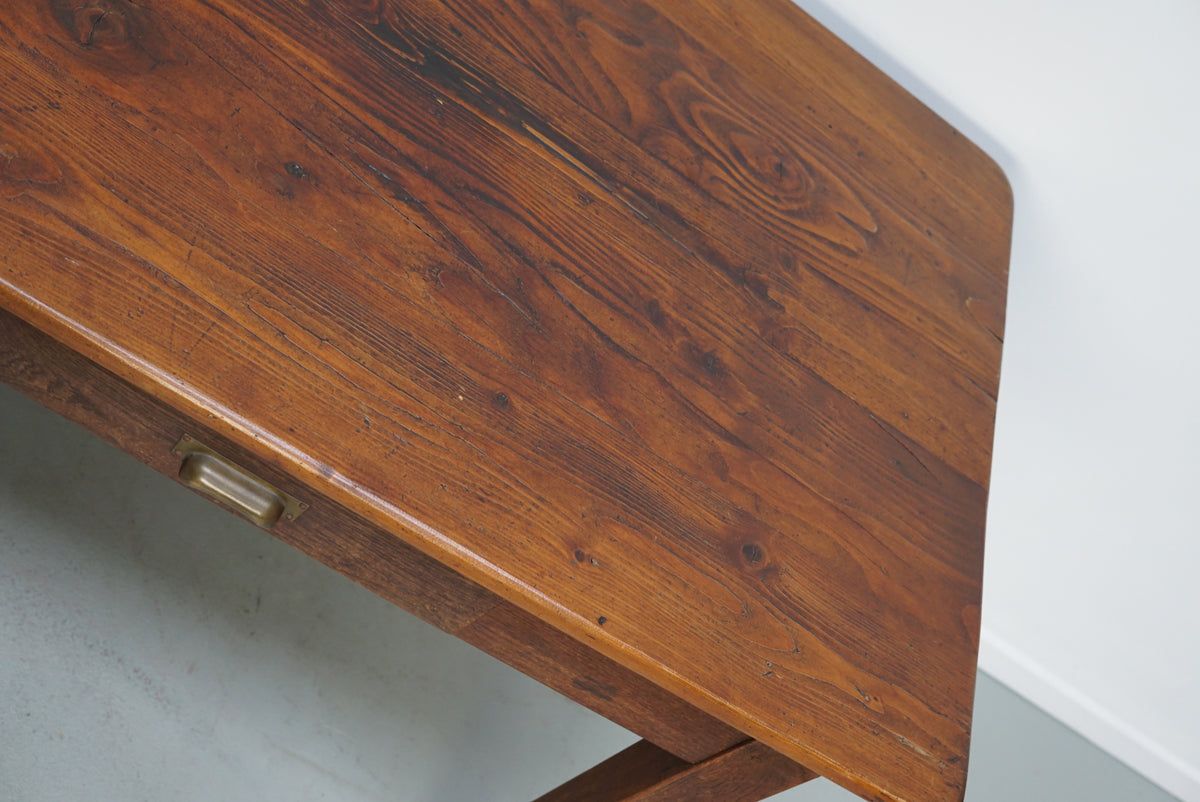 Vintage Pine Mid 20th Century French Rustic Farmhouse Dining Table