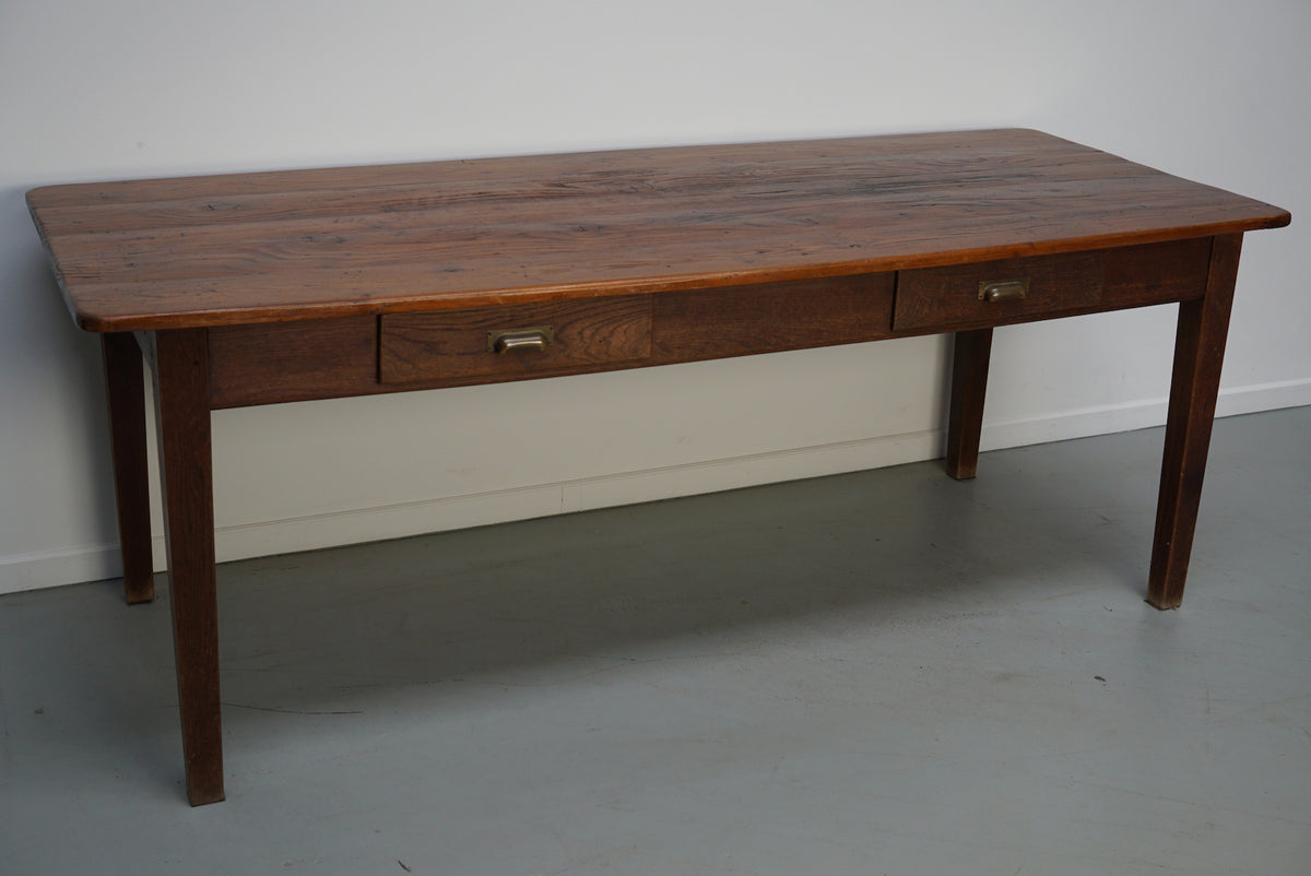 Vintage Pine Mid 20th Century French Rustic Farmhouse Dining Table