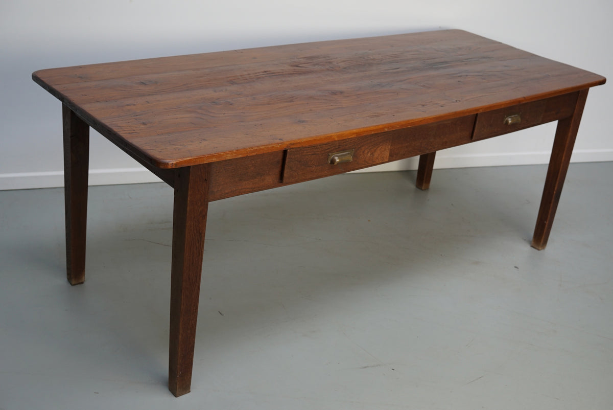 Vintage Pine Mid 20th Century French Rustic Farmhouse Dining Table