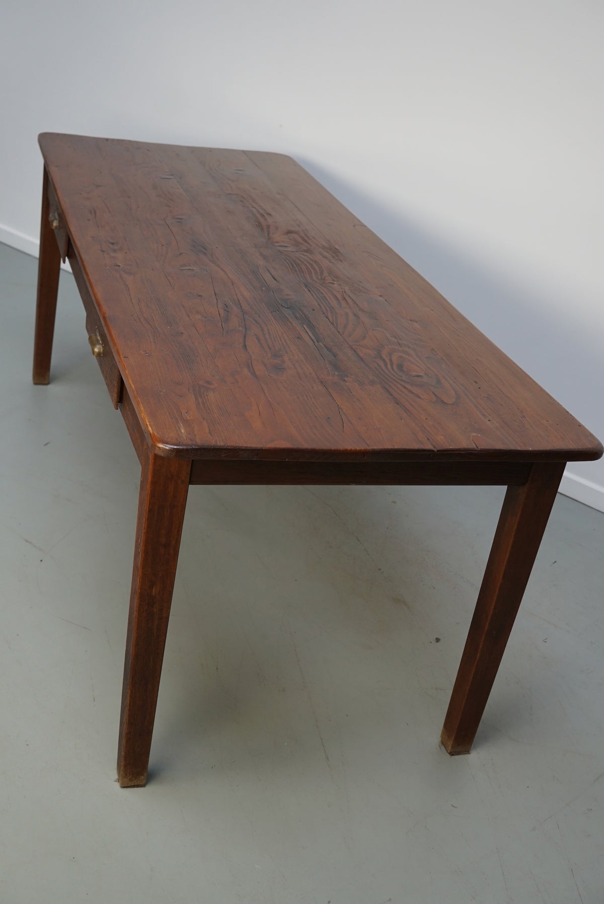 Vintage Pine Mid 20th Century French Rustic Farmhouse Dining Table