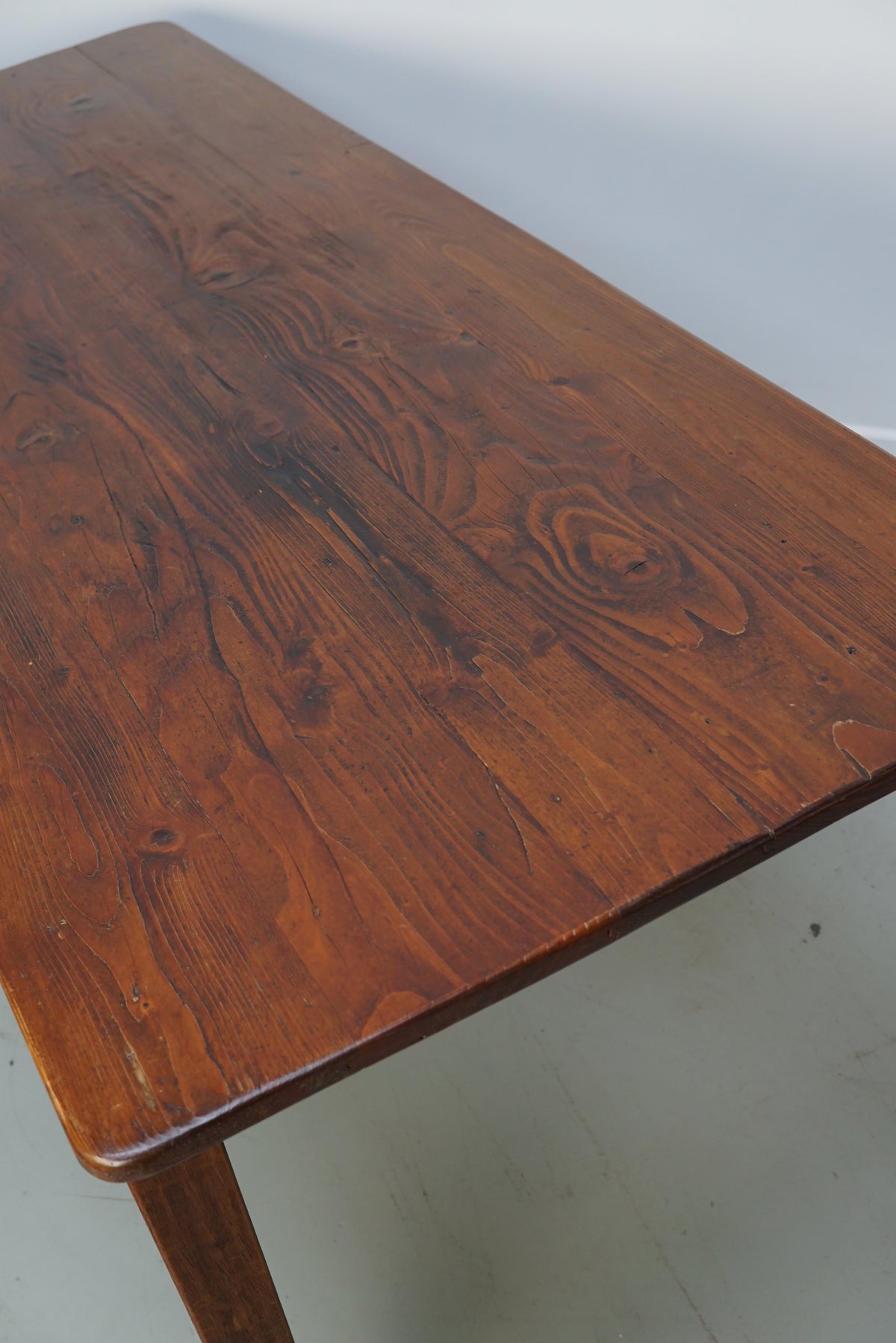 Vintage Pine Mid 20th Century French Rustic Farmhouse Dining Table