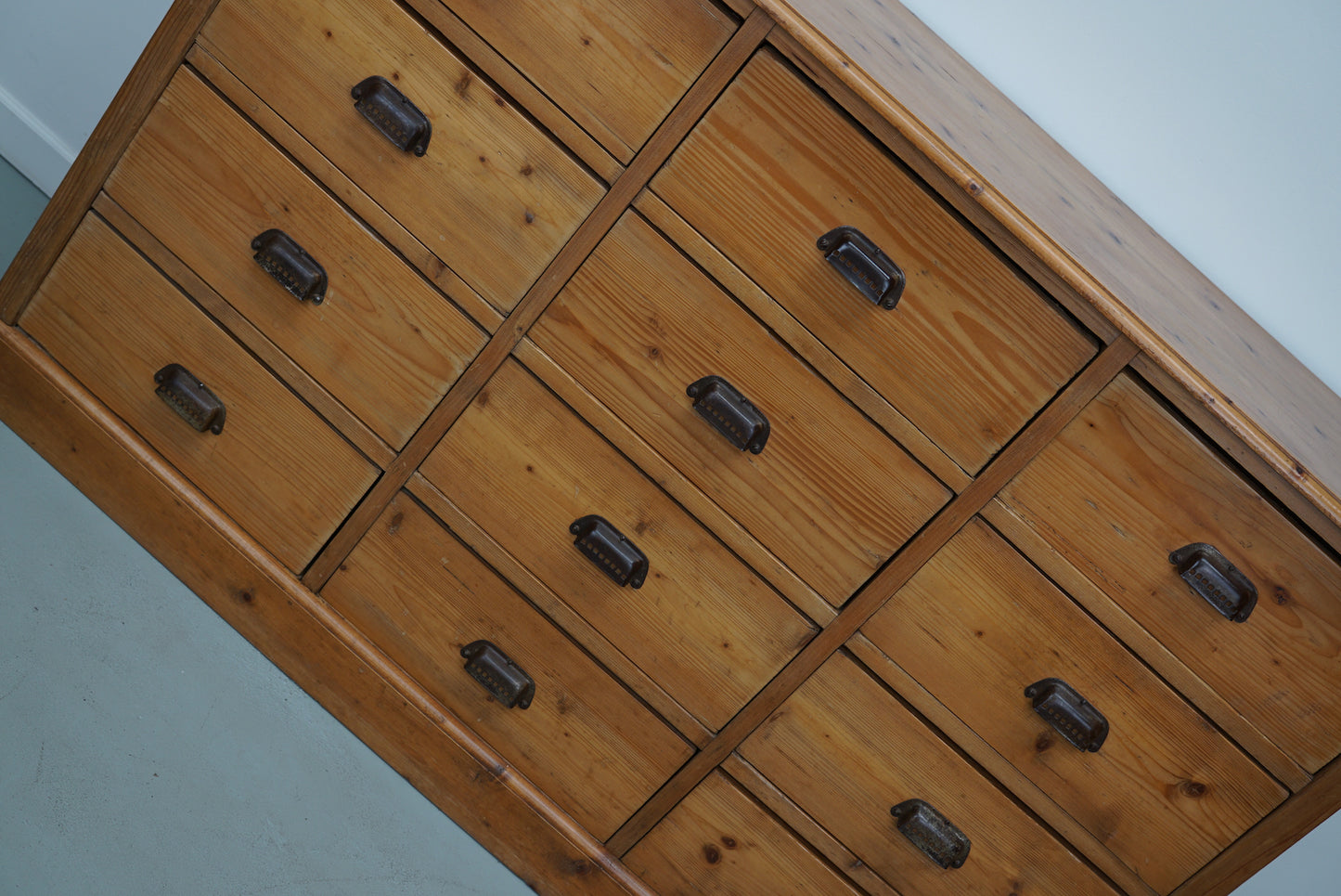 German Pine Apothecary Cabinet or Bank of Drawers, ca 1930s