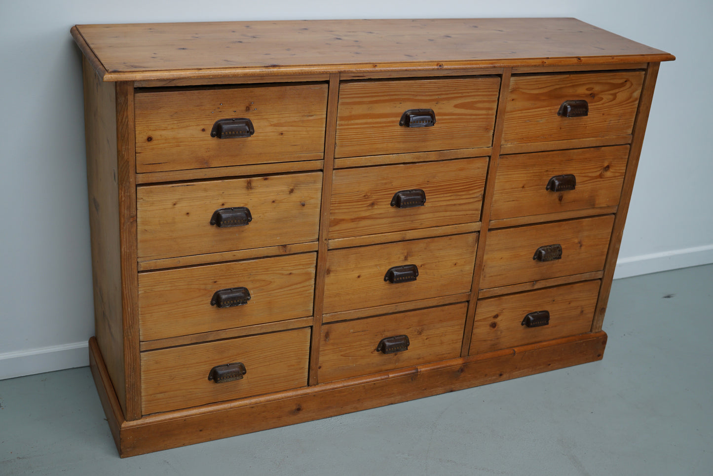 German Pine Apothecary Cabinet or Bank of Drawers, ca 1930s