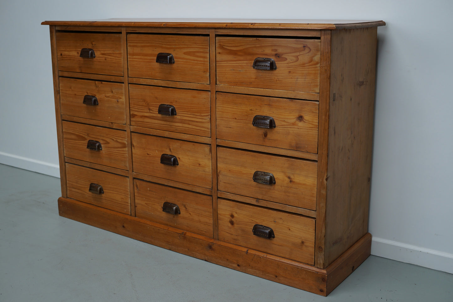 German Pine Apothecary Cabinet or Bank of Drawers, ca 1930s