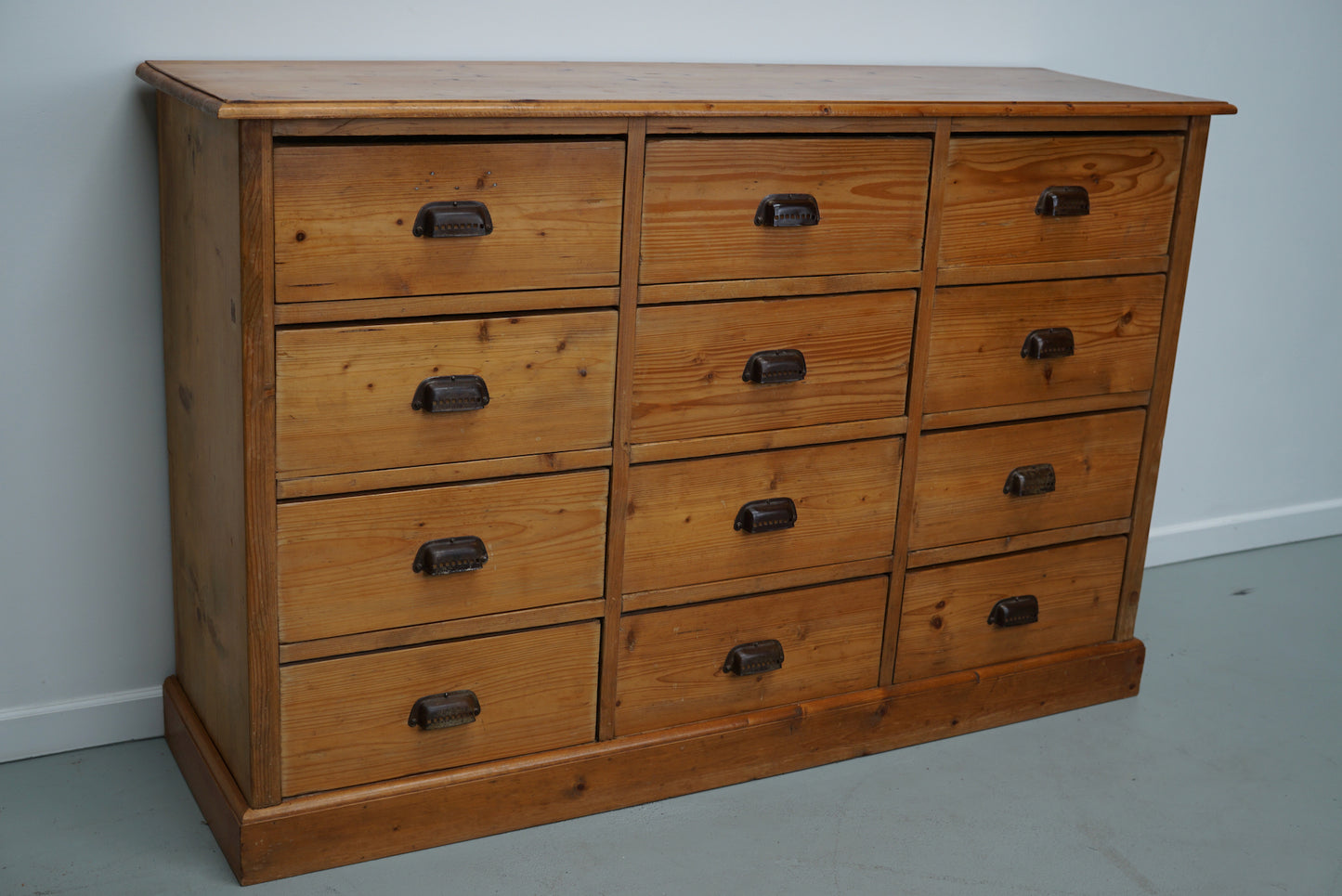 German Pine Apothecary Cabinet or Bank of Drawers, ca 1930s