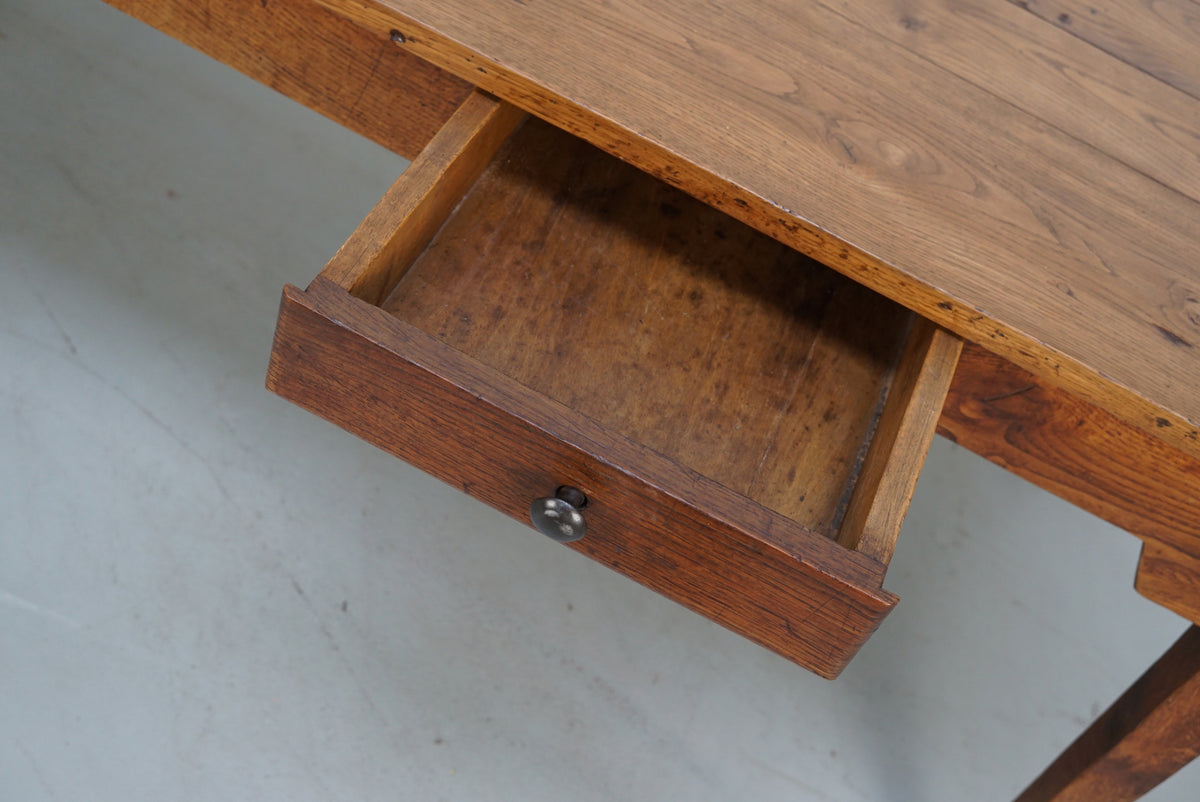 Antique Oak Late 19th Century French Rustic Farmhouse Dining Table