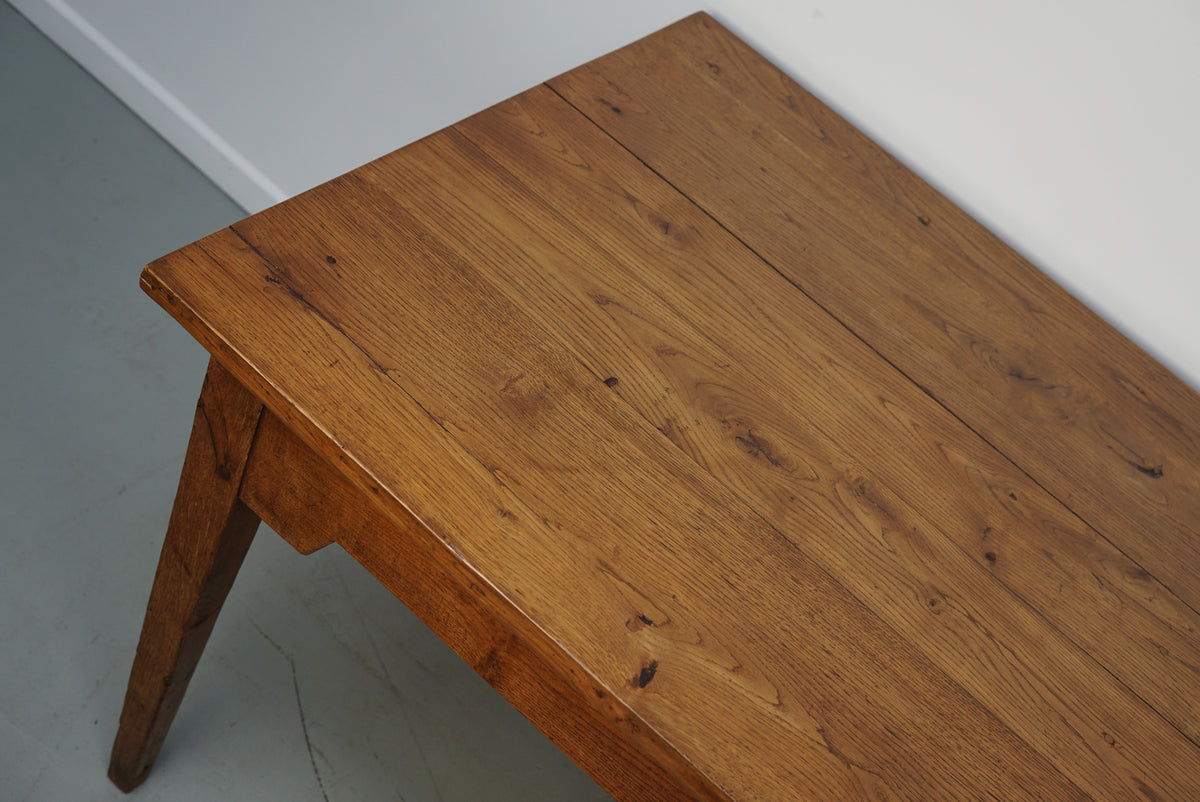 Antique Oak Late 19th Century French Rustic Farmhouse Dining Table
