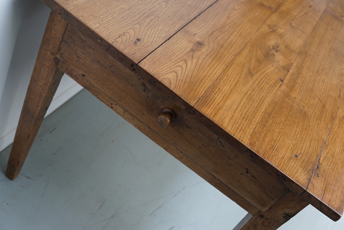 Antique Oak Late 19th Century French Rustic Farmhouse Dining Table