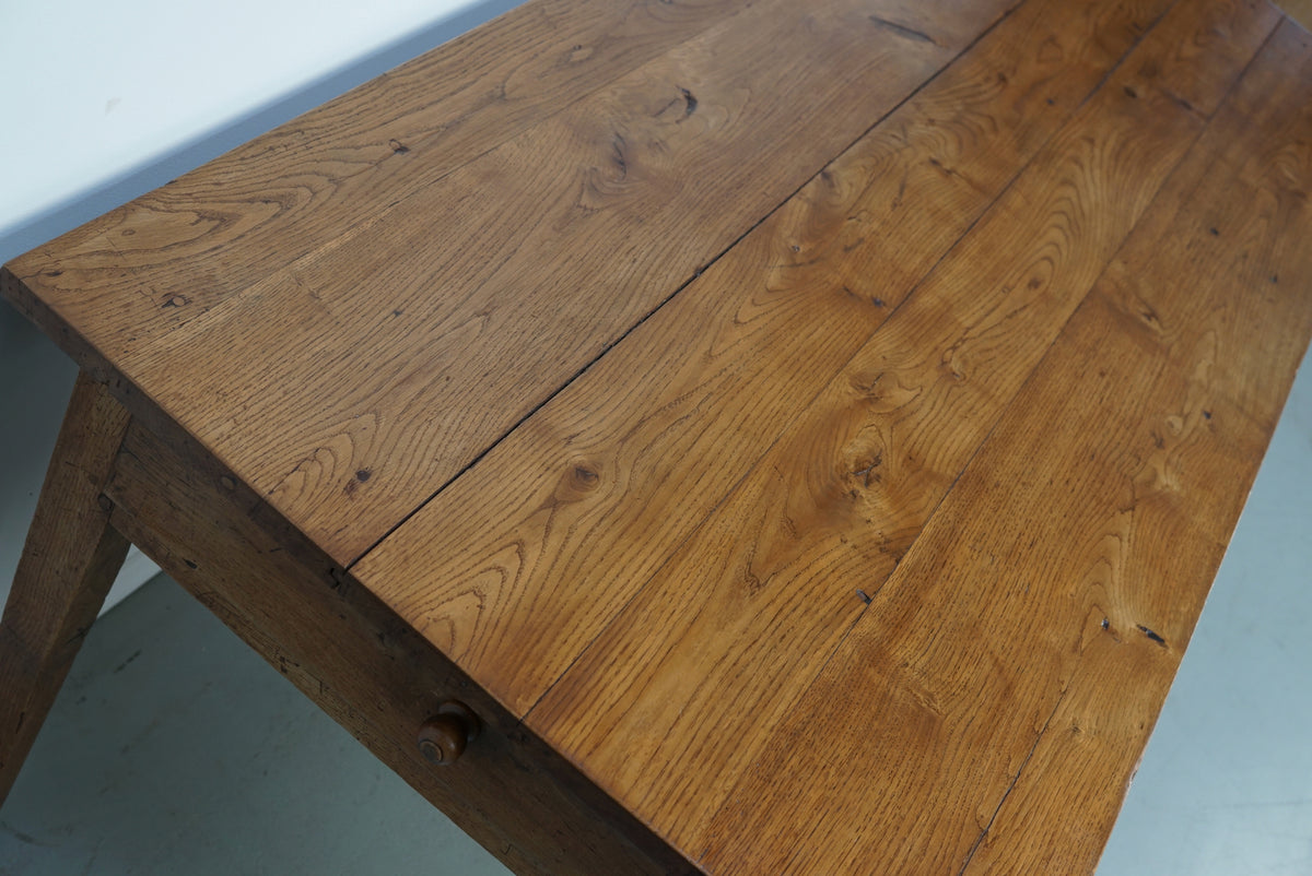 Antique Oak Late 19th Century French Rustic Farmhouse Dining Table