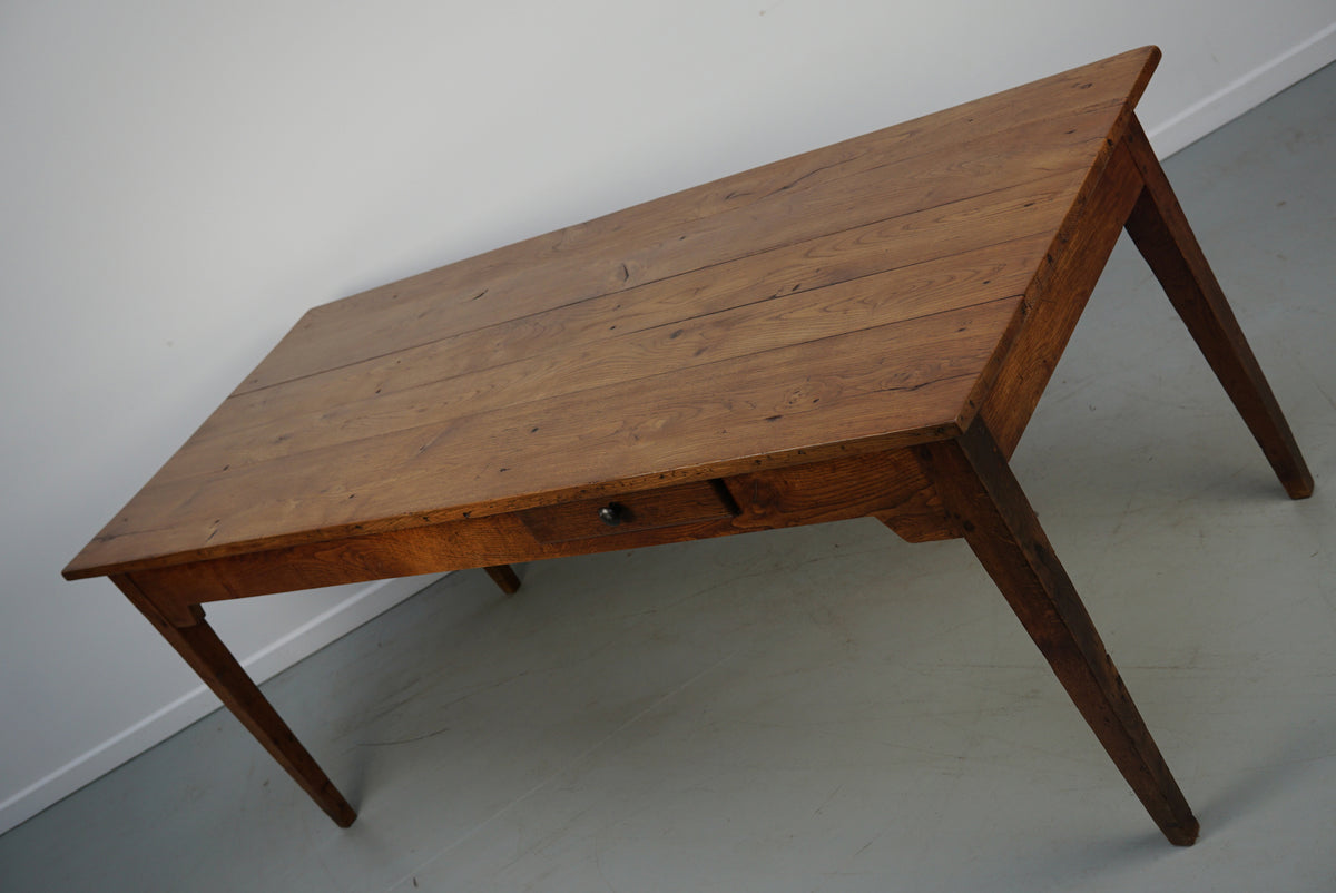 Antique Oak Late 19th Century French Rustic Farmhouse Dining Table