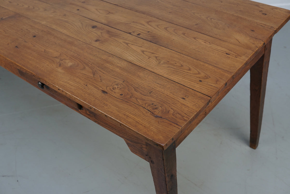 Antique Oak Late 19th Century French Rustic Farmhouse Dining Table