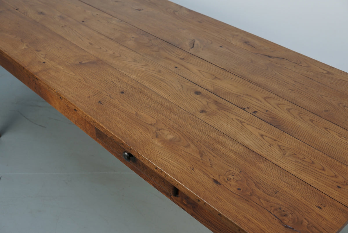 Antique Oak Late 19th Century French Rustic Farmhouse Dining Table