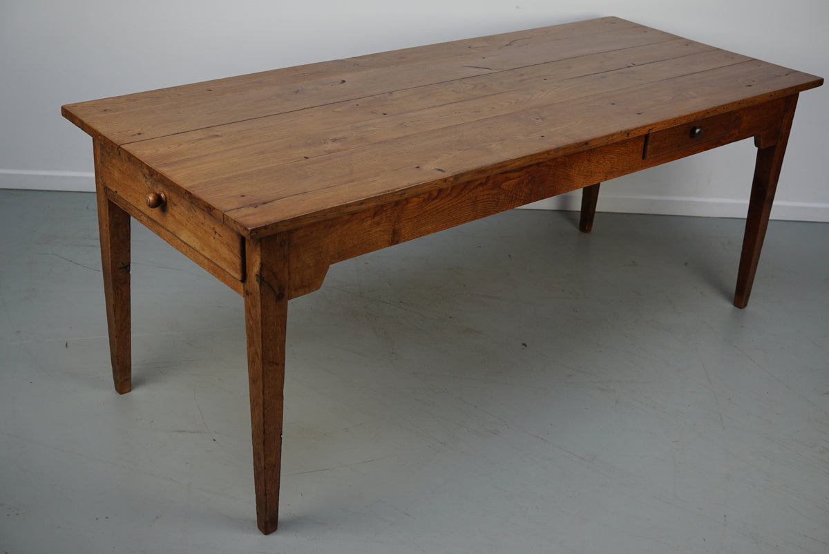 Antique Oak Late 19th Century French Rustic Farmhouse Dining Table
