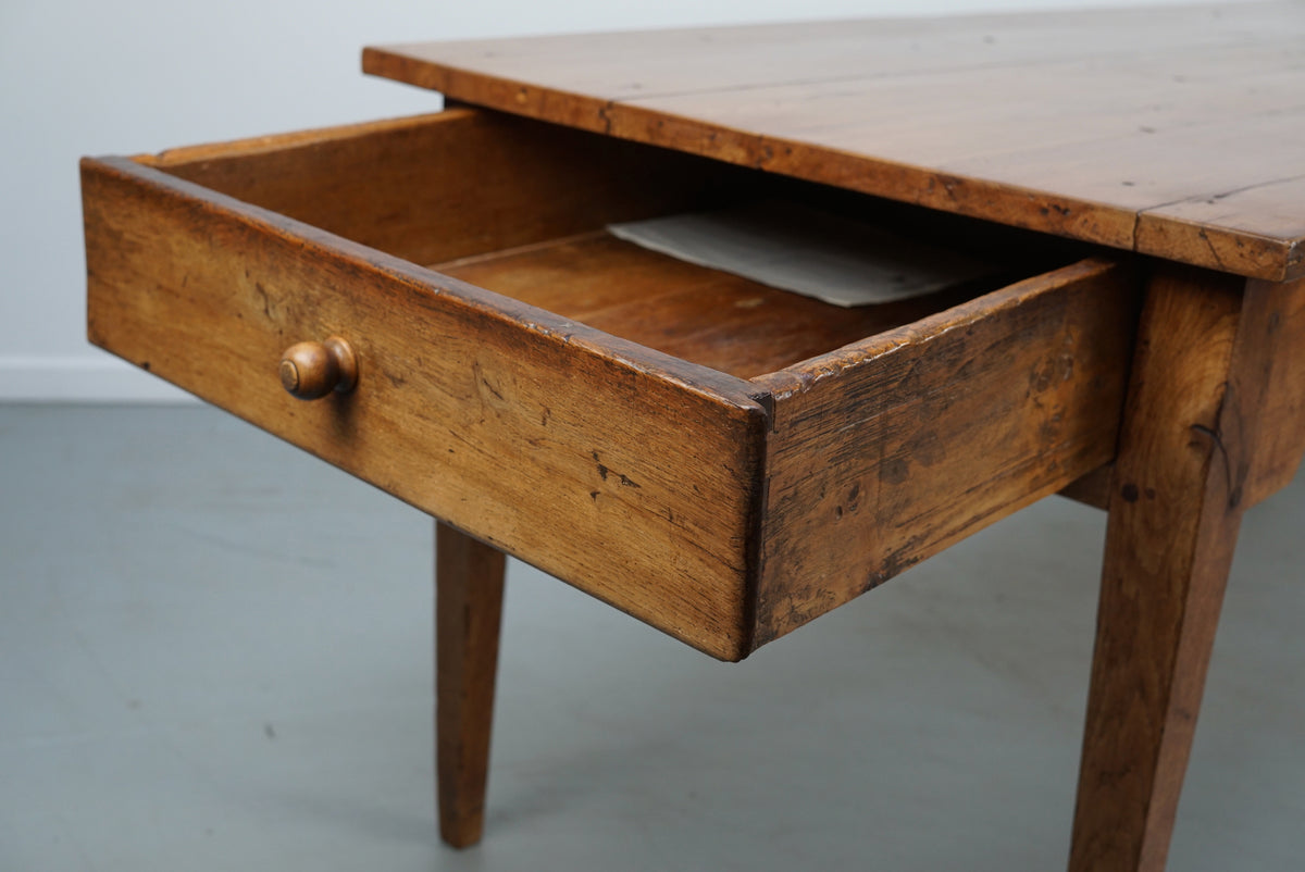 Antique Oak Late 19th Century French Rustic Farmhouse Dining Table