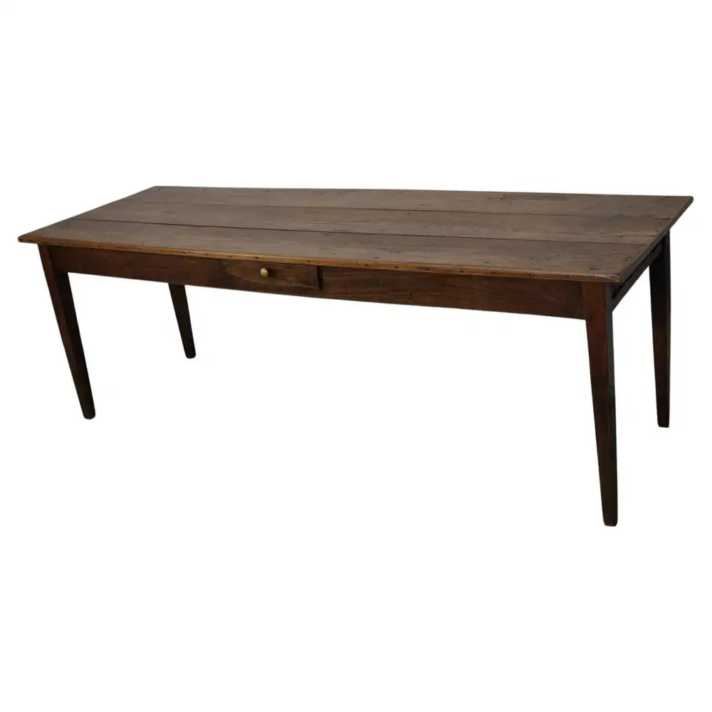 Large Antique Elm 19th Century French Rustic Farmhouse Dining Table