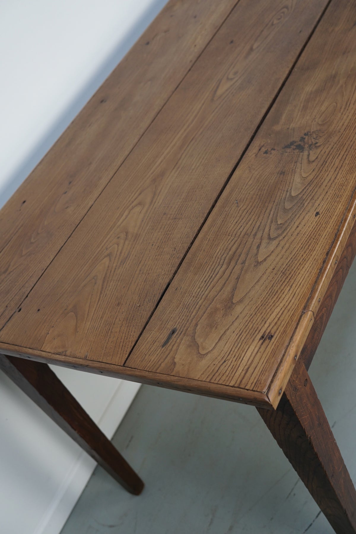 Large Antique Elm 19th Century French Rustic Farmhouse Dining Table