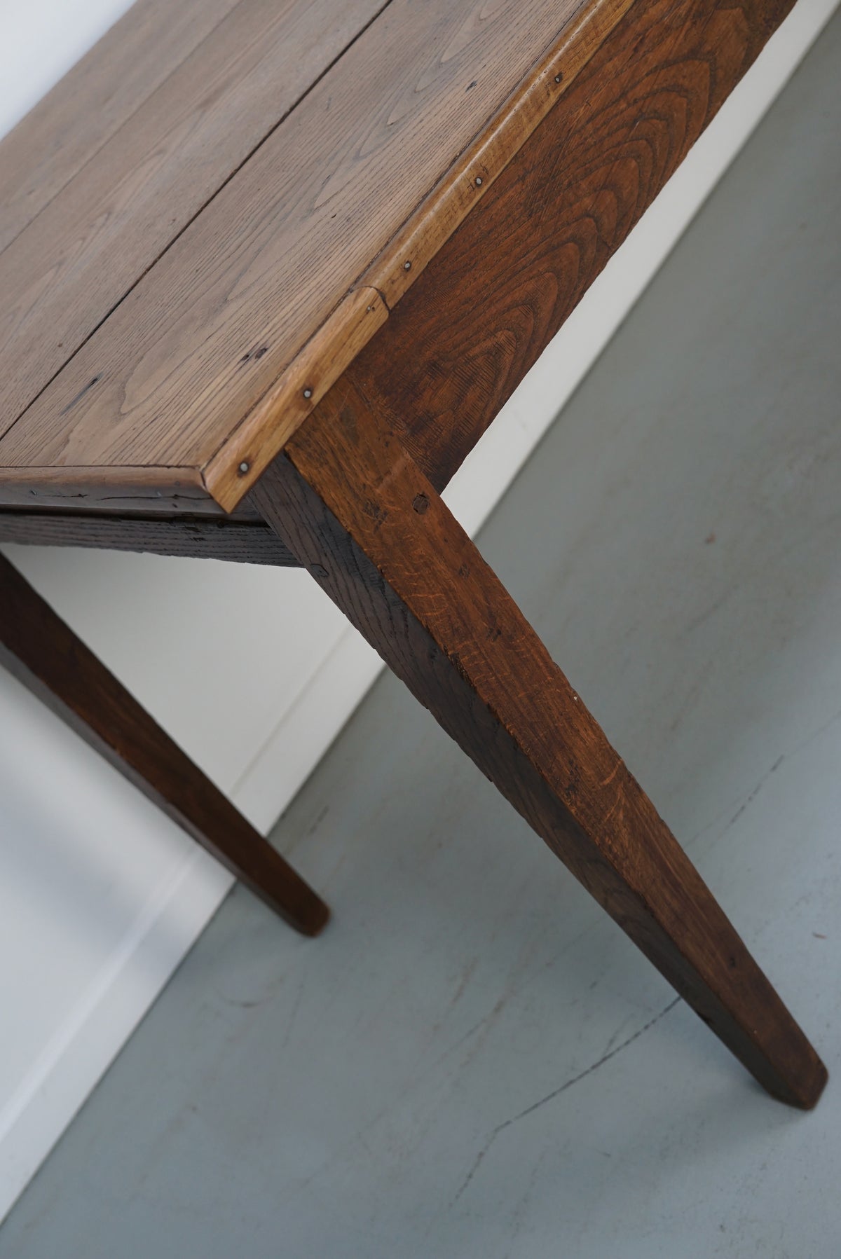 Large Antique Elm 19th Century French Rustic Farmhouse Dining Table